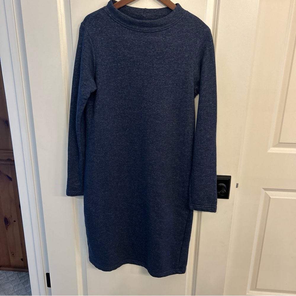 PATAGONIA Mount Sterling Organic Blue Midi Sweatshirt Dress Pullover Size Small